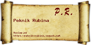 Peknik Rubina névjegykártya
